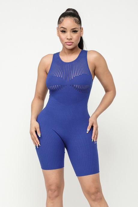 Cobalt Blue Pointelle Stitch Romper king-general-store-5710.myshopify.com