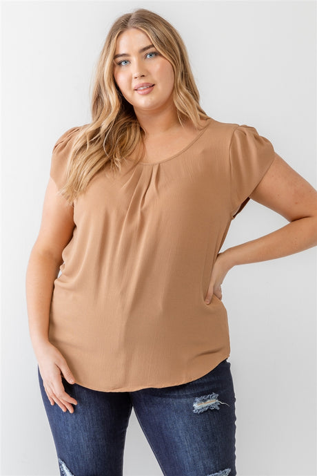 Plus Koshibo Textured Cap Sleeve Top 2 king-general-store-5710.myshopify.com