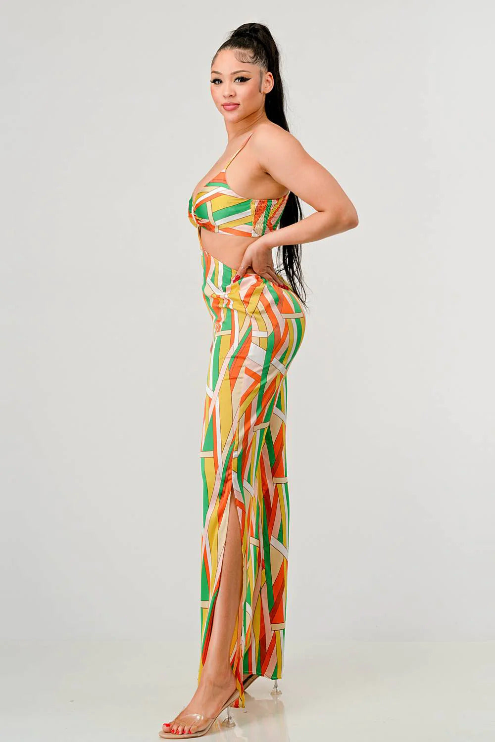 Geo Print Satin Bra Top and Palazzo Jumpsuit king-general-store-5710.myshopify.com