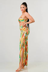 Geo Print Satin Bra Top and Palazzo Jumpsuit king-general-store-5710.myshopify.com