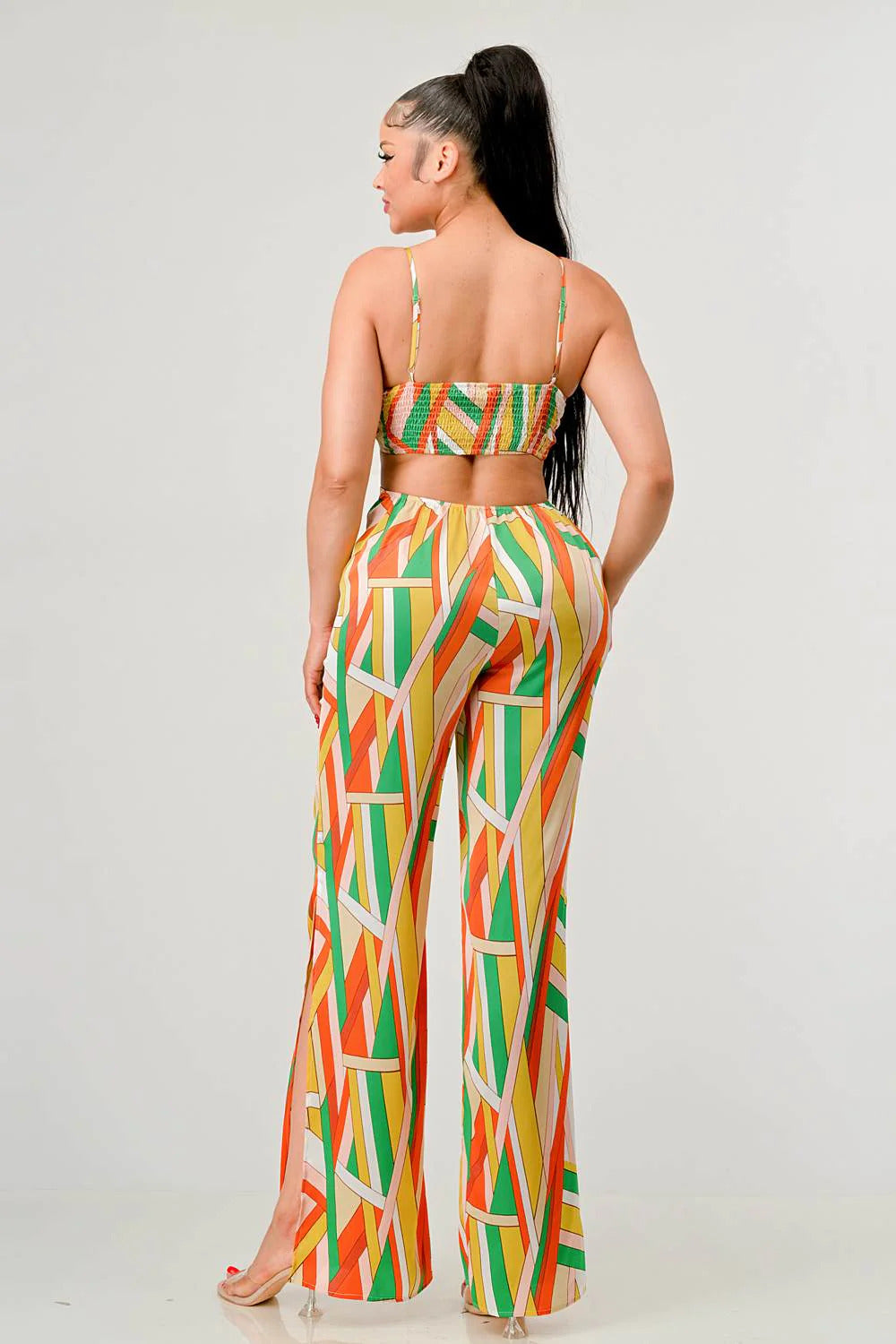 Geo Print Satin Bra Top and Palazzo Jumpsuit king-general-store-5710.myshopify.com