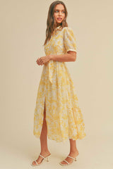 Button Closure Waist Belt Puff Sleeve Dress king-general-store-5710.myshopify.com