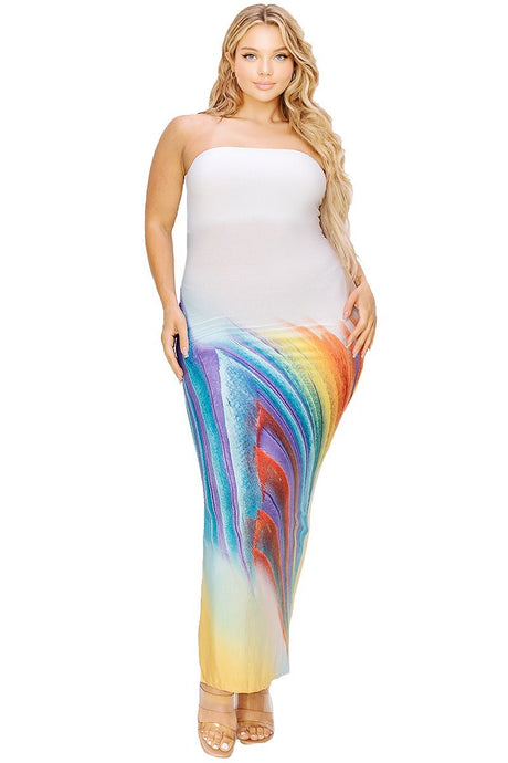 Plus sleeveless color gradient tube top maxi dress king-general-store-5710.myshopify.com