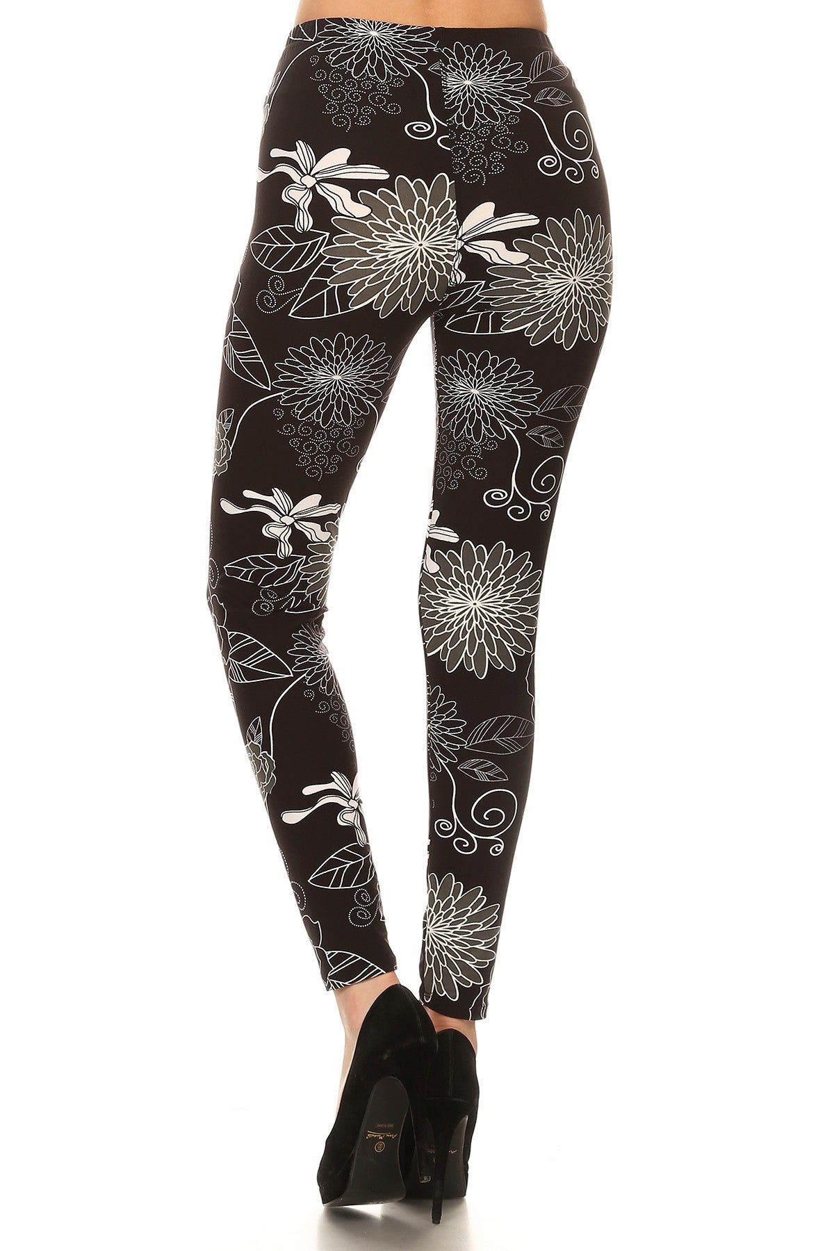 Super Soft Peach Skin Fabric Multi-Color Black Printed Knit Leggings king-general-store-5710.myshopify.com