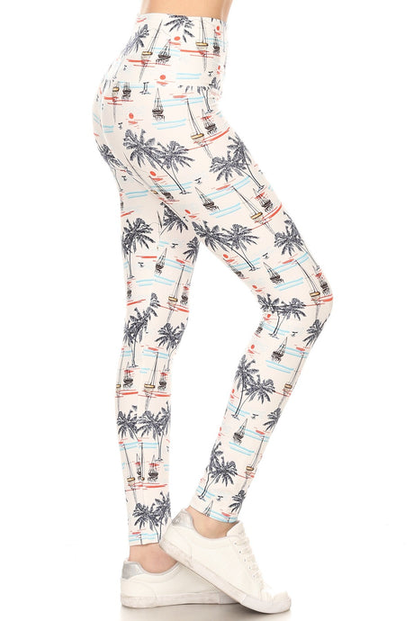 5-inch Long Yoga Style Banded Lined Sailor Printed Knit Legging With High Waist king-general-store-5710.myshopify.com