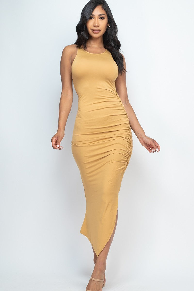 Sleeveless Ruched Side Split Maxi Dress king-general-store-5710.myshopify.com