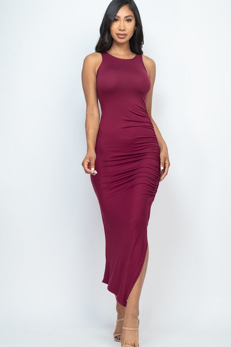 Sleeveless Ruched Side Split Maxi Dress king-general-store-5710.myshopify.com