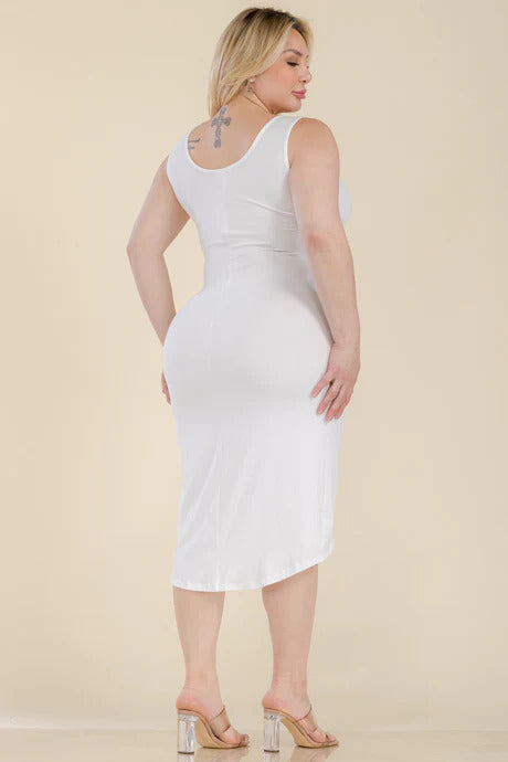 Plus Size Solid Wrap Front Tie Side Midi Dress king-general-store-5710.myshopify.com