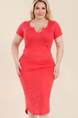 Plus Size Split Neck Bodycon Midi Dress king-general-store-5710.myshopify.com