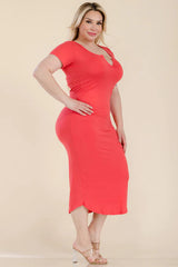 Plus Size Split Neck Bodycon Midi Dress king-general-store-5710.myshopify.com