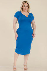 Plus Size Split Neck Bodycon Midi Dress king-general-store-5710.myshopify.com