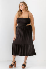 Plus Smocked Cut-out Strappy Flare Hem Midi Dress king-general-store-5710.myshopify.com