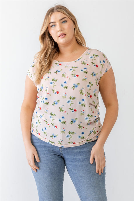 Plus Flower Print Ruched Top king-general-store-5710.myshopify.com