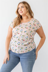Plus Flower Print Ruched Top king-general-store-5710.myshopify.com