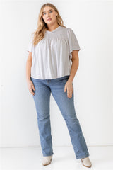 Plus Grey Cotton Blend Smoked Short Sleeve Top king-general-store-5710.myshopify.com