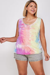 Tie Dye Tank With Studded Detail, Loose Fit, Easy Casual Wear king-general-store-5710.myshopify.com
