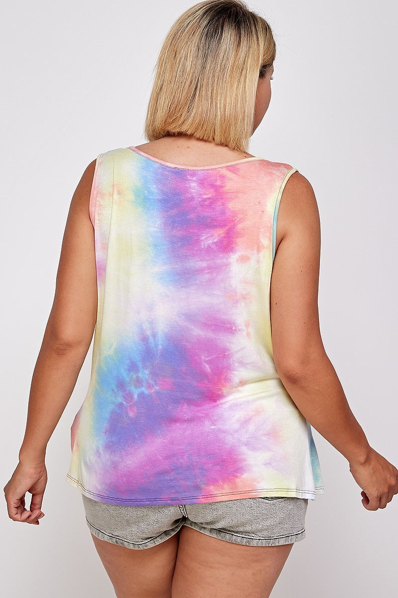 Tie Dye Tank With Studded Detail, Loose Fit, Easy Casual Wear king-general-store-5710.myshopify.com