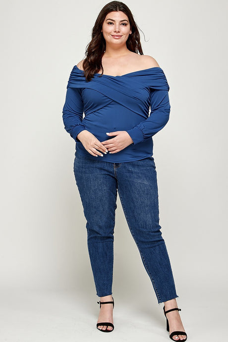 Plus Size Solid Wrap Dressy Top king-general-store-5710.myshopify.com