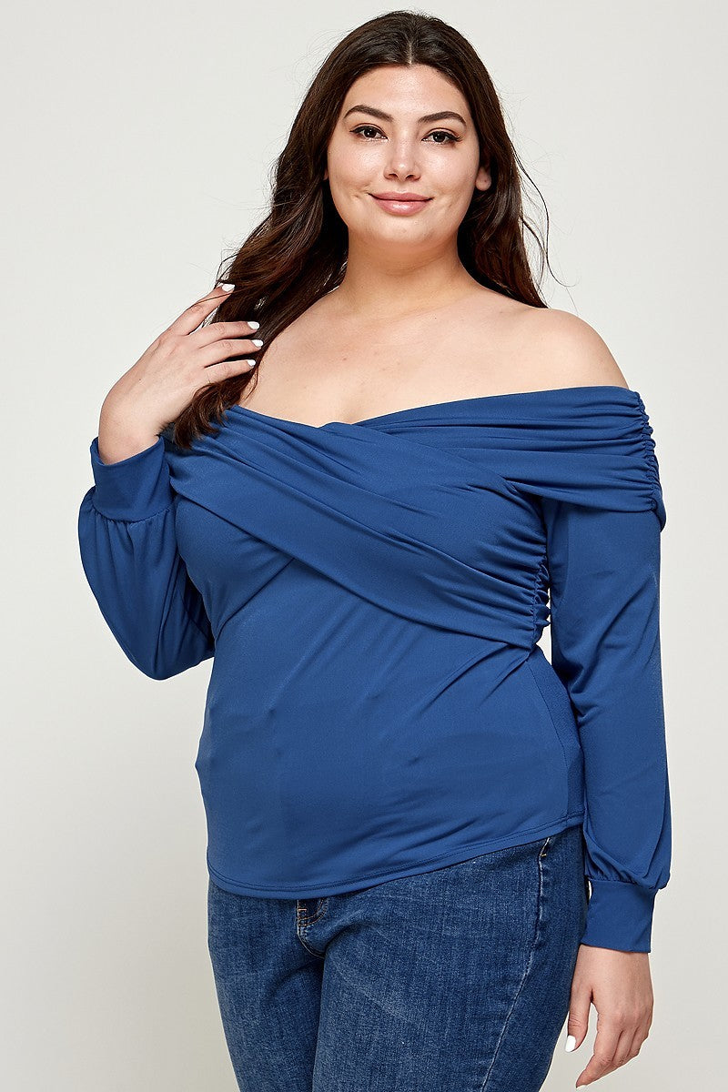 Plus Size Solid Wrap Dressy Top king-general-store-5710.myshopify.com