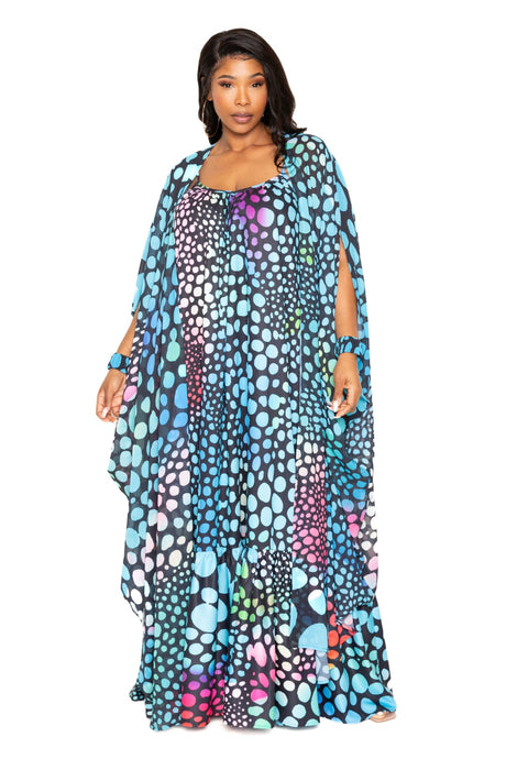 Blue Multi Dot Robe With Wrist Band king-general-store-5710.myshopify.com