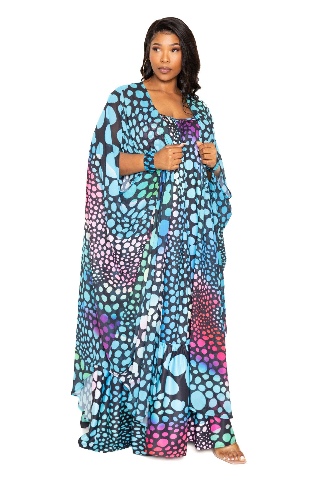 Blue Multi Dot Robe With Wrist Band king-general-store-5710.myshopify.com