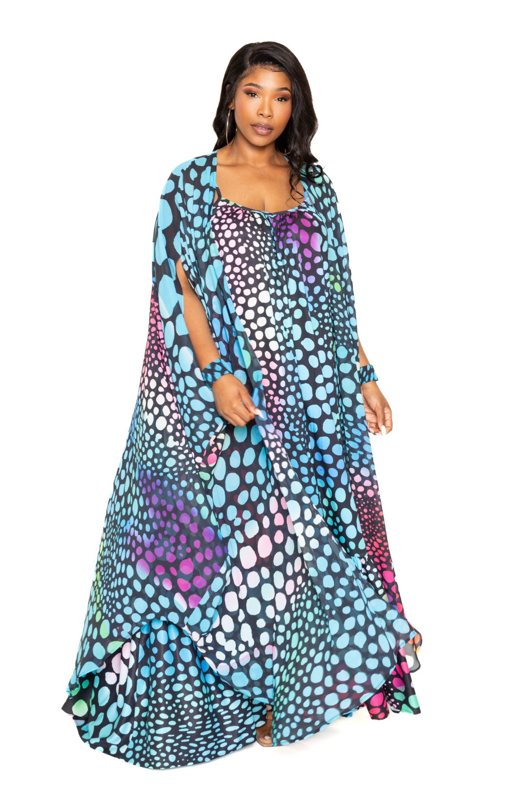 Blue Multi Dot Robe With Wrist Band king-general-store-5710.myshopify.com