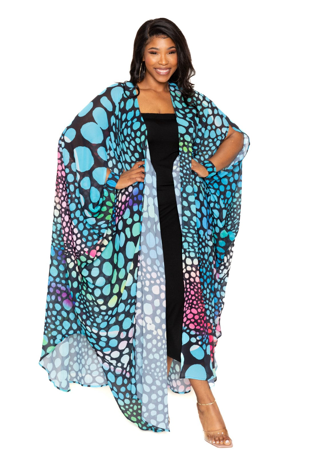 Blue Multi Dot Robe With Wrist Band king-general-store-5710.myshopify.com