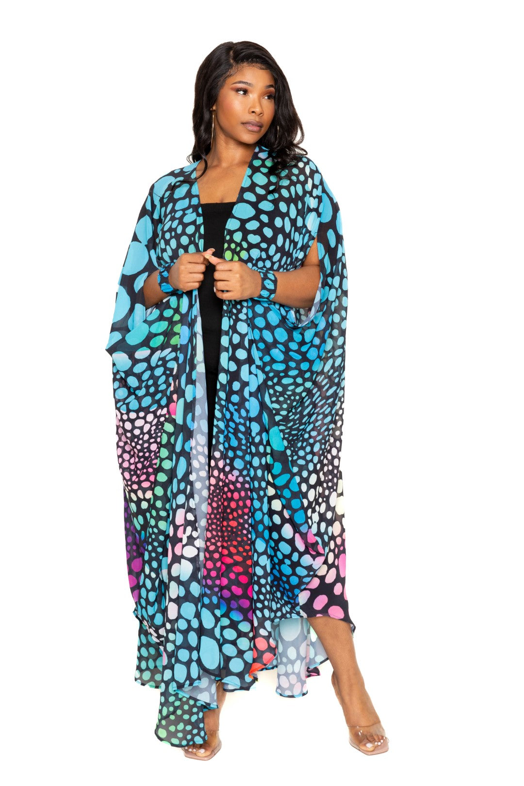 Blue Multi Dot Robe With Wrist Band king-general-store-5710.myshopify.com