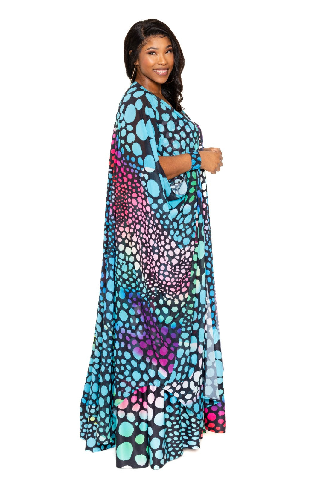 Blue Multi Dot Robe With Wrist Band king-general-store-5710.myshopify.com