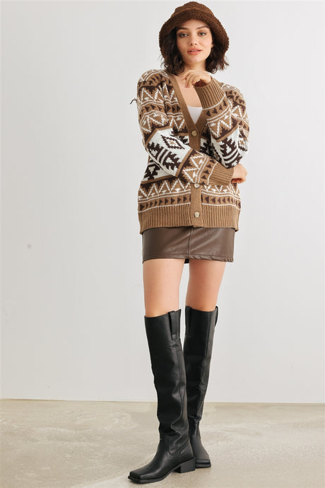 Fair Isle Knit Button-up Long Sleeve Cardigan Sweater king-general-store-5710.myshopify.com