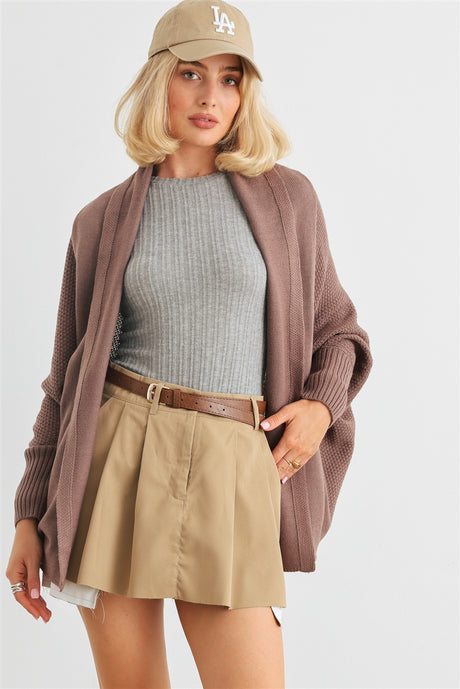 Batwing Sleeve Open Front Cardigan in Cocoa king-general-store-5710.myshopify.com