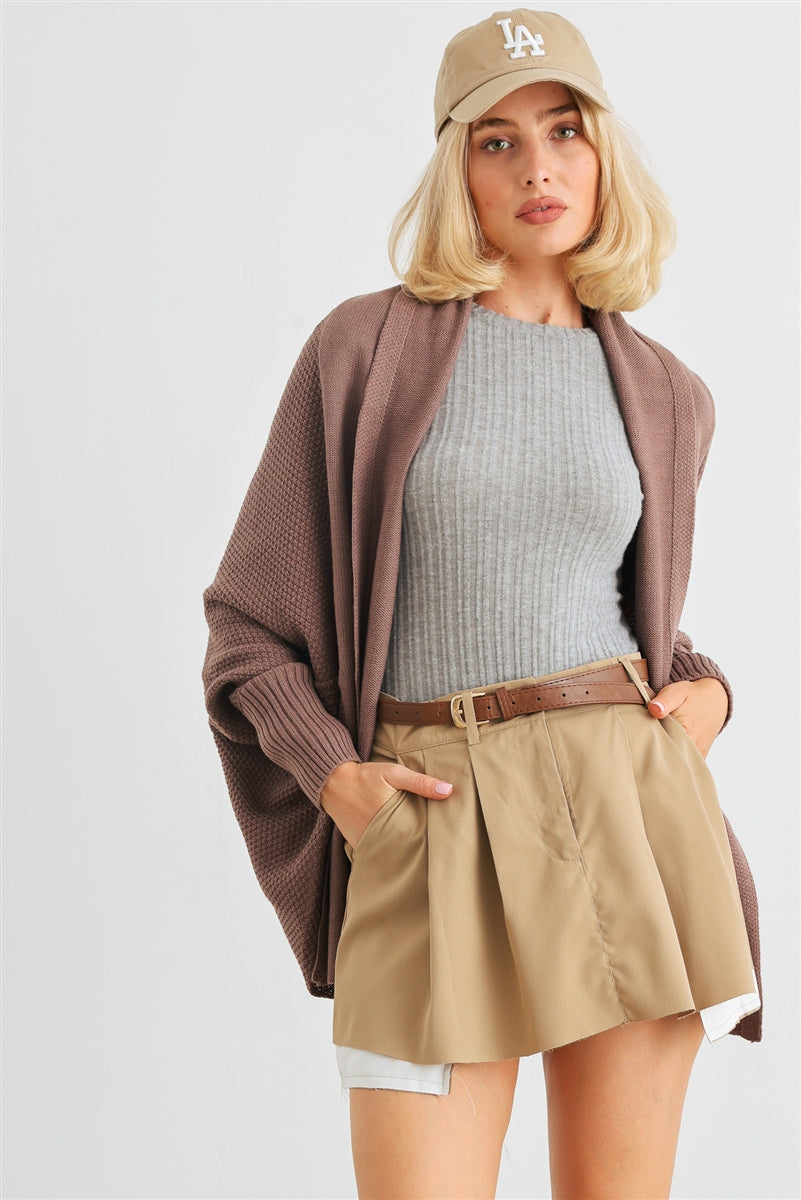 Batwing Sleeve Open Front Cardigan in Cocoa king-general-store-5710.myshopify.com