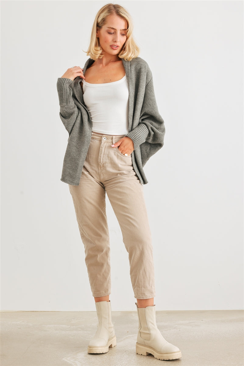 Batwing Sleeve Open Front Cardigan in Heather Charcoal king-general-store-5710.myshopify.com
