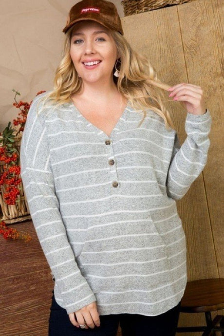 Brushed Hacci Two Tone Stripe Top king-general-store-5710.myshopify.com