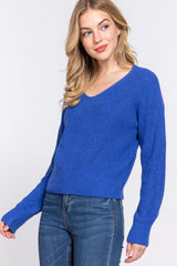 Blue Dolman Sleeve Strappy Open Back Sweater king-general-store-5710.myshopify.com