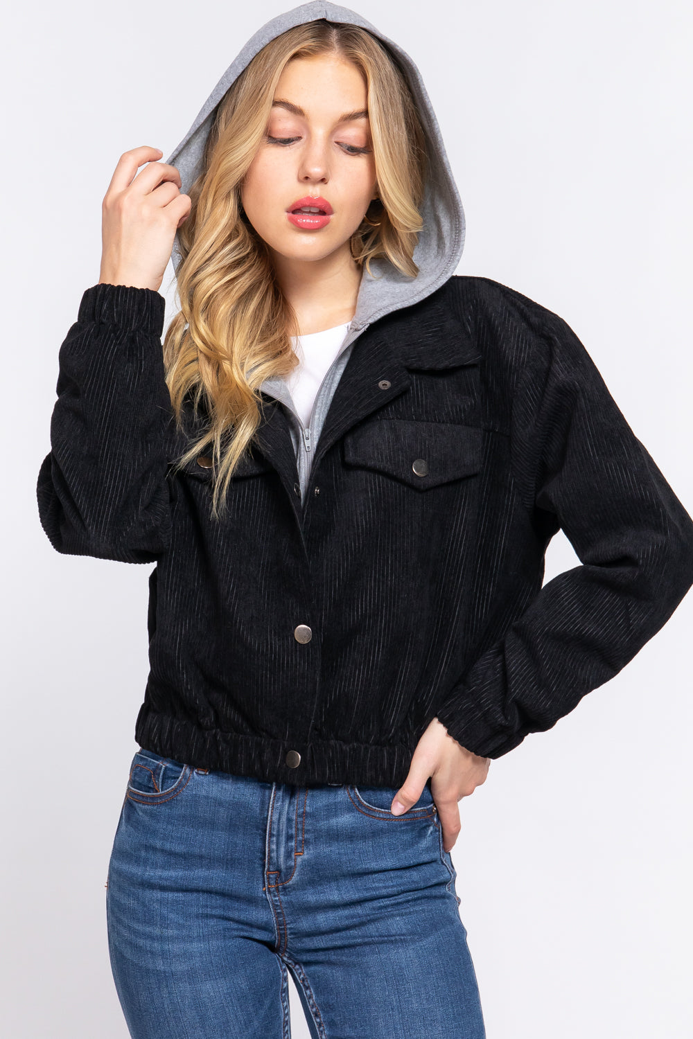 Long Slv Hoodie Corduroy Jacket king-general-store-5710.myshopify.com