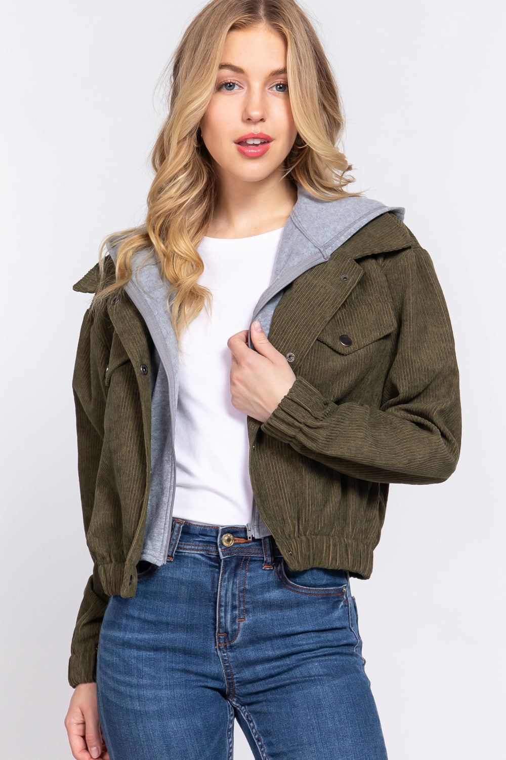 Long Slv Hoodie Corduroy Jacket king-general-store-5710.myshopify.com