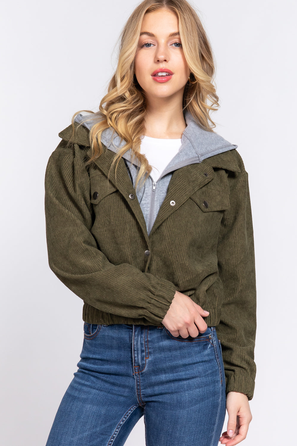 Long Slv Hoodie Corduroy Jacket king-general-store-5710.myshopify.com