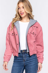 Long Slv Hoodie Corduroy Jacket king-general-store-5710.myshopify.com