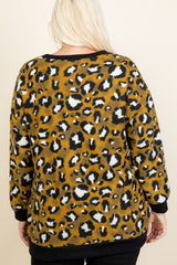 Plus Size Cozy Animal Print With Brush Button Up Cardigan in Mustard king-general-store-5710.myshopify.com