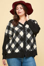 Plus Size Buffalo Plaid Knit Button Up Oversize Cardigan in Off White/Black king-general-store-5710.myshopify.com