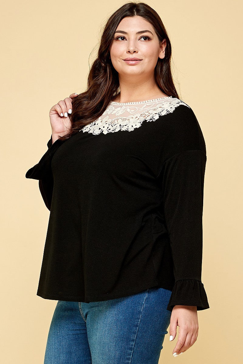 Plus Size Solid Long Sleeve Top king-general-store-5710.myshopify.com