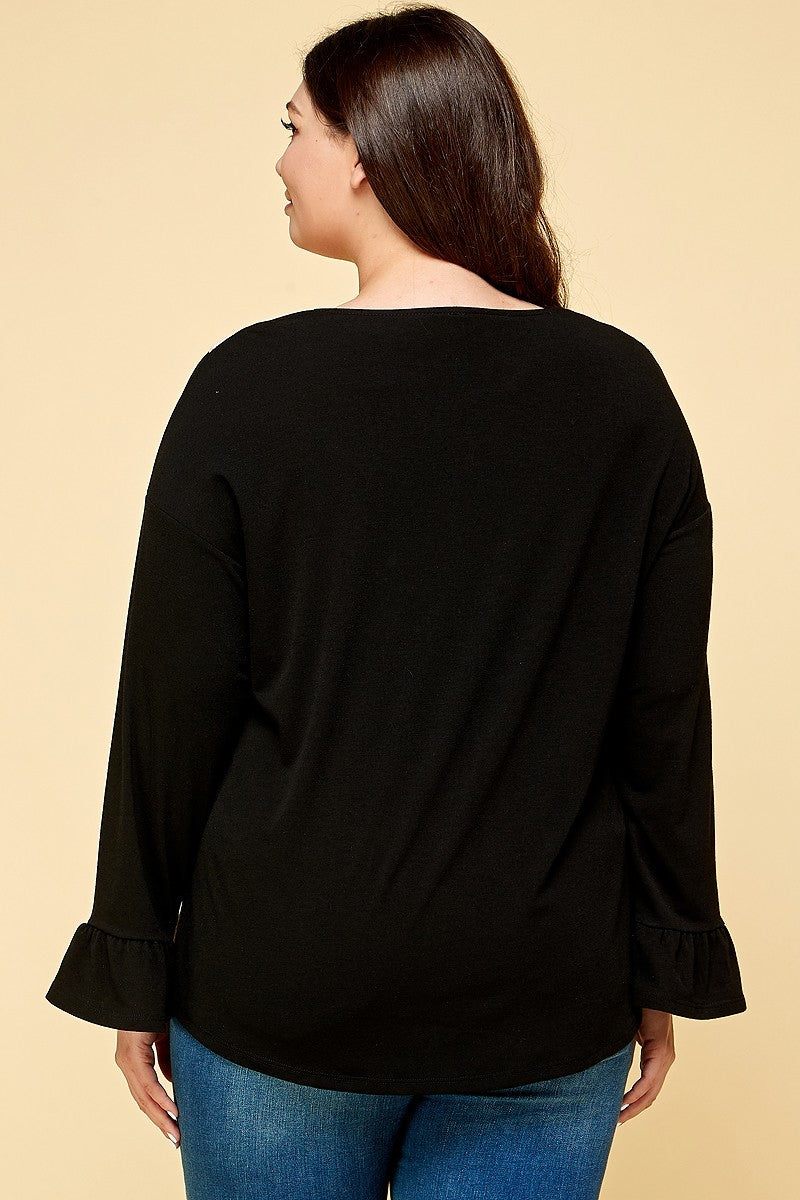 Plus Size Solid Long Sleeve Top king-general-store-5710.myshopify.com