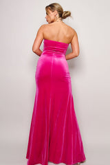 Strapless Sweetheart Maxi Velvet Dress in Fuschia king-general-store-5710.myshopify.com