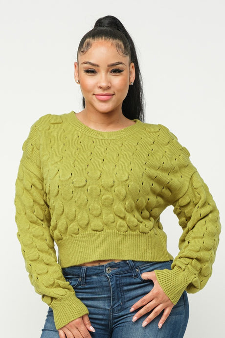 Avocado Checker Sweater Top king-general-store-5710.myshopify.com