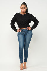 Black Checker Sweater Top king-general-store-5710.myshopify.com