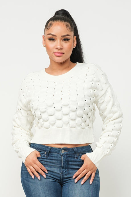 Cream Checker Sweater Top king-general-store-5710.myshopify.com