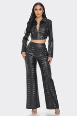 Faux Leather Set With Rhinestone Detail king-general-store-5710.myshopify.com