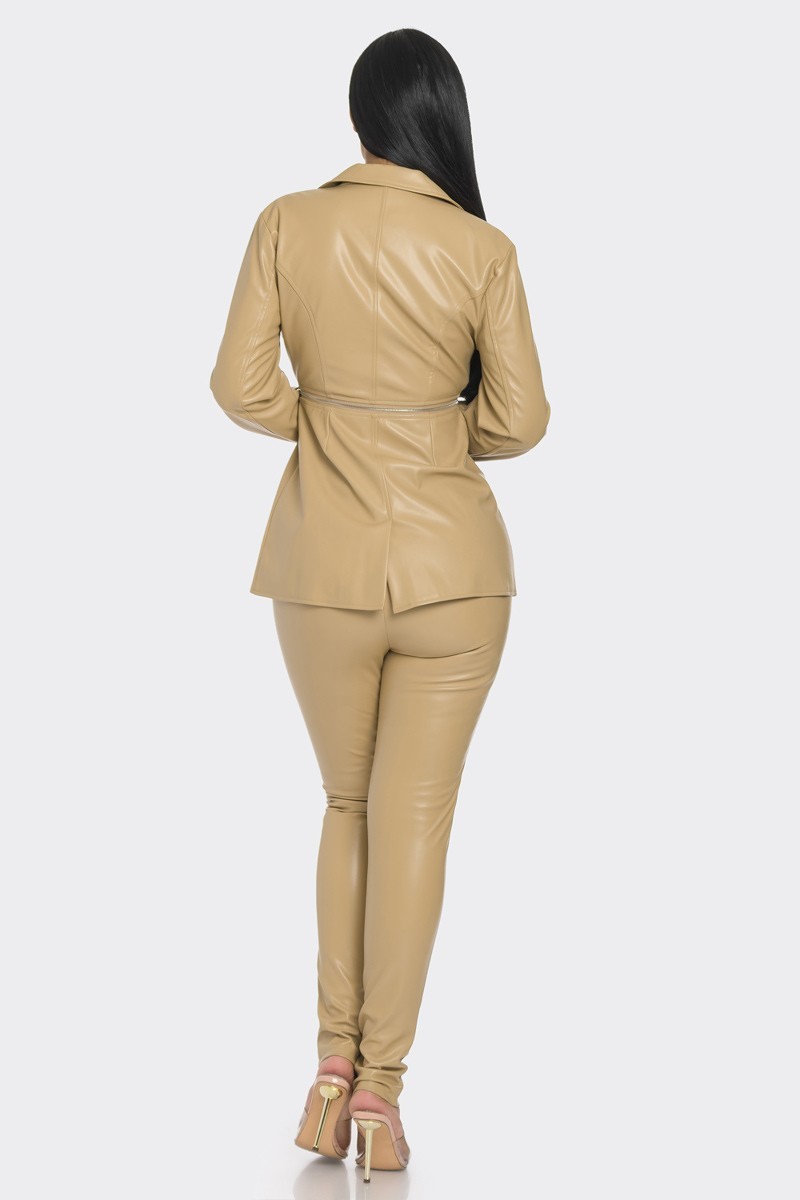 Pu Leather Zipper Pant Set king-general-store-5710.myshopify.com