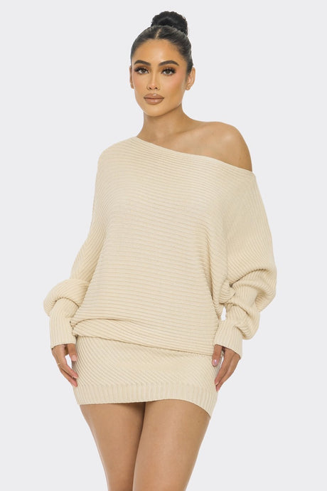 Cream Sweater Mini Dress king-general-store-5710.myshopify.com